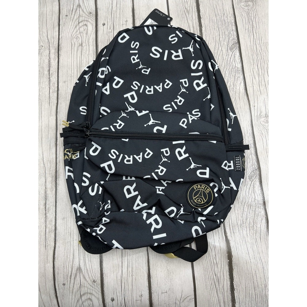 Nike Jordan PSG Backpack 9A0469-K25 Black White Paris Saint-Germain Soccer Bag